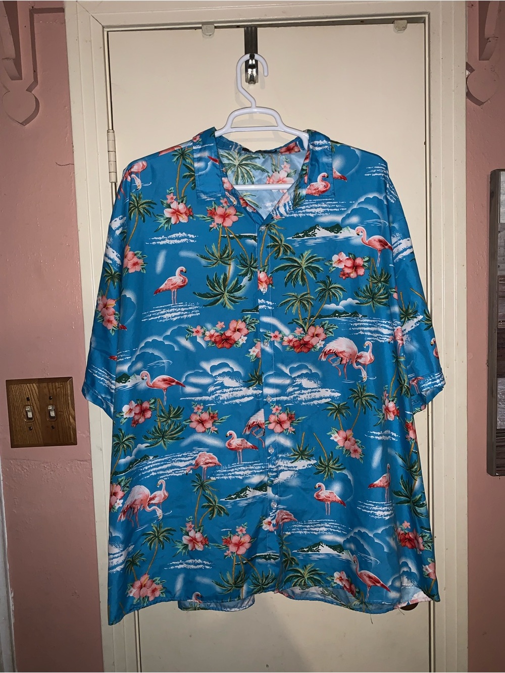 SSLR 6XLT 6XL Tall Flamingo Hawaiian Shirt Tropical Aloha Big & Tall